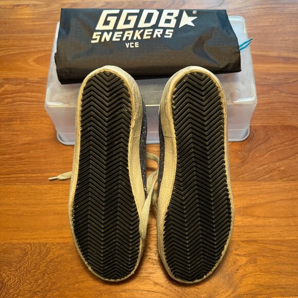 Golden Goose GGDB Women's Super Star Grey Glitter Sneakers with Blue Star EU 40 - Picture 7 of 10